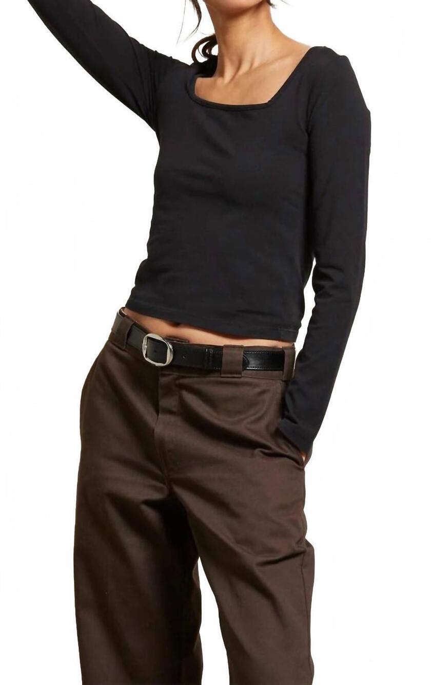 NEW PERFECTWHITETEE maeve long sleeve top in true black